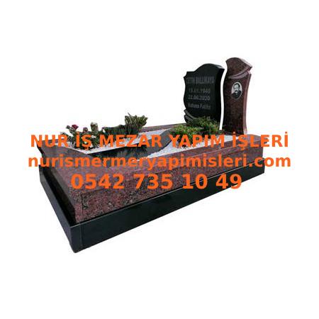 A-4 Absolute Black ve Kırmızı Granit Mezar Modeli - Bingöl Mezar Taşı Fiyatı
