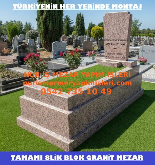 G85 Porino Granit Sade Blok Mezar Modeli - Konya Mezar Yapımı Fiyatları