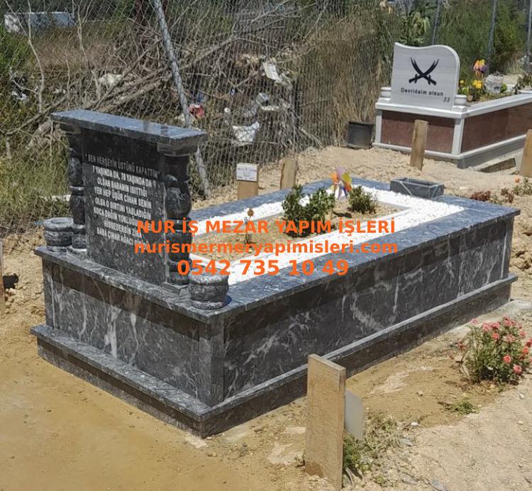 İzmir Tek Kişilik Sütun Başlıklı Yerli Mermer Mezar - Görsel 3