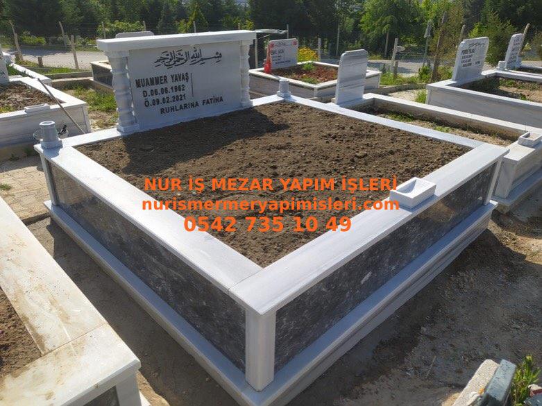 Malatya İki Kişilik Gövde Uludağ Siyah Baş Taşı Sütunlu Mezar