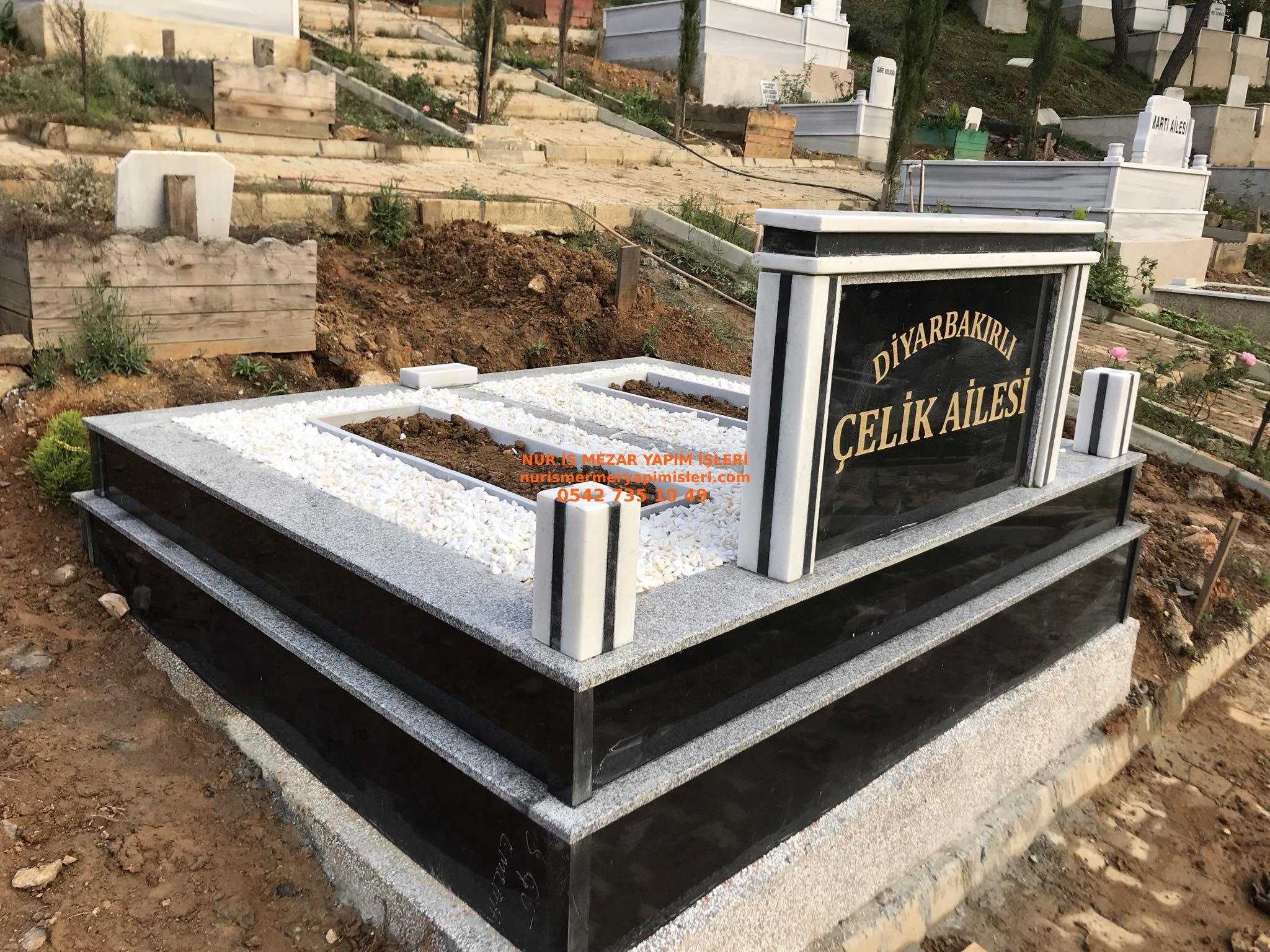 Kütahya İki Kişilik Baş Taşı Sütunlu Granit Mezar Modeli - Görsel 3