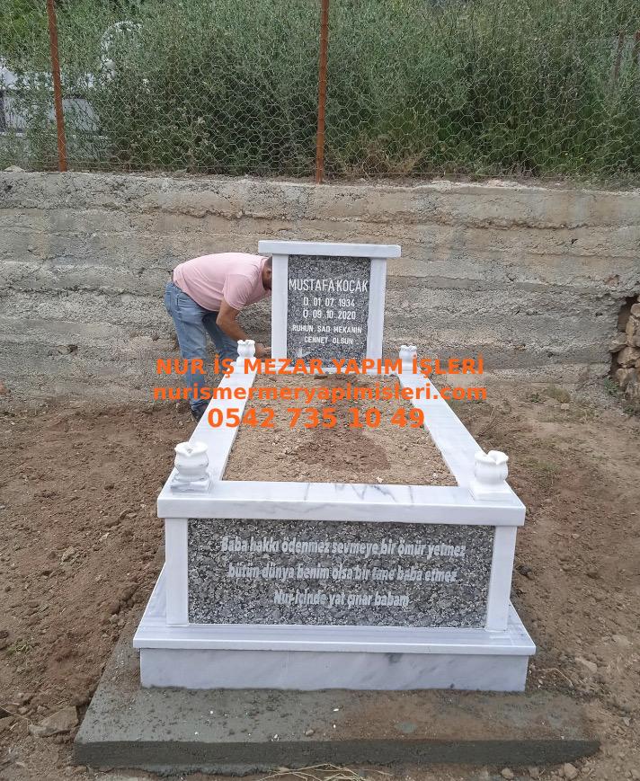 Balıkesir Tek Kişilik Gri Renkli Baştaşı ve Gövde Granit Mezar - Görsel 3