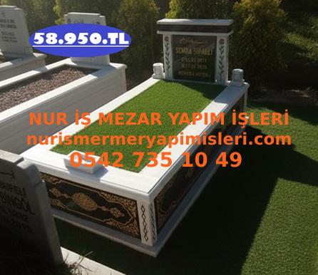 İstanbul Tek Kişilik Desenli Gövde Baş Taşı Sütunlu Granit Mermer Mezar - Görsel 2