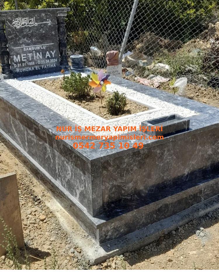 İzmir Tek Kişilik Sütun Başlıklı Yerli Mermer Mezar - Görsel 2