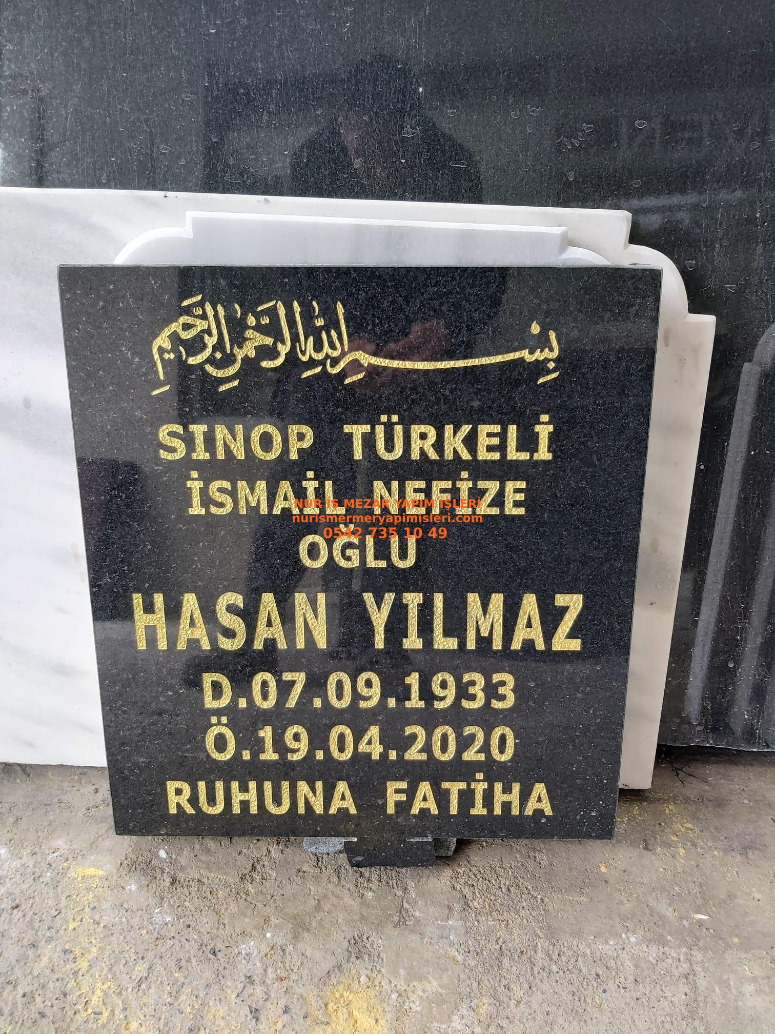 Tek Kişilik 50X60 4cm Kalınlığında Siyah Granit Mezar Baş Taşı Modeli
