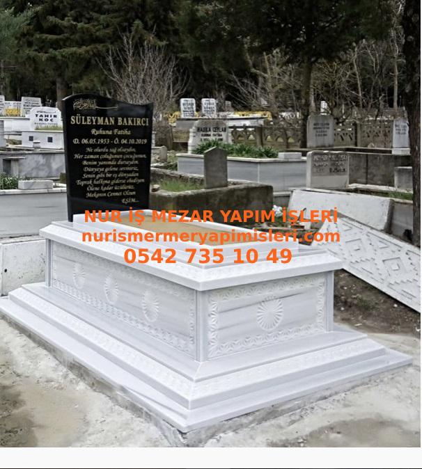Mersin Tek Kişilik Baş Taşı Granit Desenli Mermer Mezar - Görsel 2
