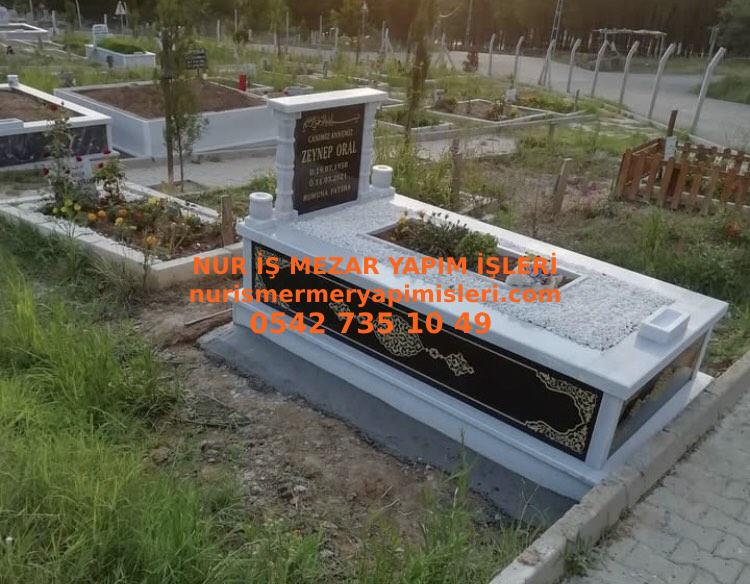 Denizli Tek Kişilik Granit Desen İşlemeli Sütunlu Mezar - Görsel 2