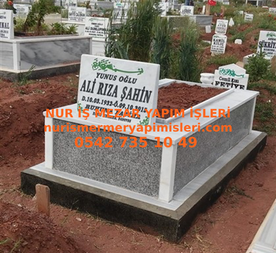Aydın Tek Kişilik Baş Taşı Abide Gövde Gri Granit Mermer Mezar - Görsel 2