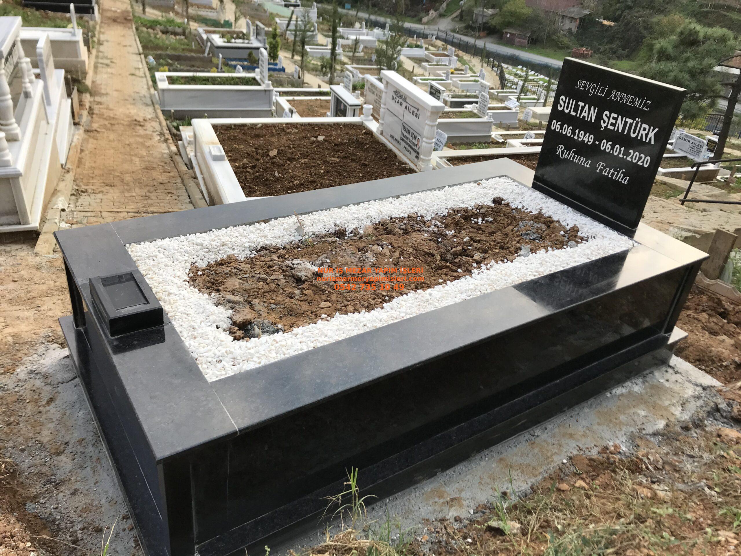 Denizli Tek Kişilik Komple Parlak Siyah Granit Mezar Modeli - Görsel 3