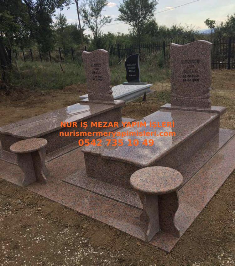 Afyon Tek Kişilik Bordo Kırmızı Granit Mezar