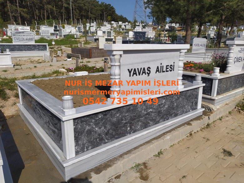 Malatya İki Kişilik Gövde Uludağ Siyah Baş Taşı Sütunlu Mezar - Görsel 3