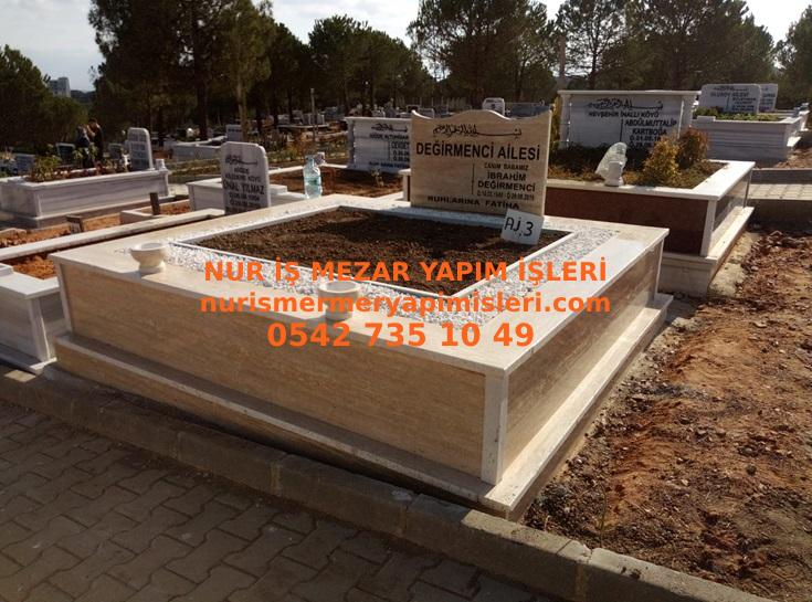 Diyarbakır Çift Kişilik Baş Taşı Dalgalı Traverten Mezar Modeli
