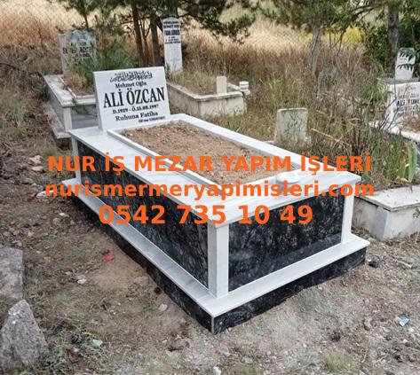 Antalya Tek Kişilik Temel Gövde Uludağ Siyah Mermer Mezar - Görsel 2