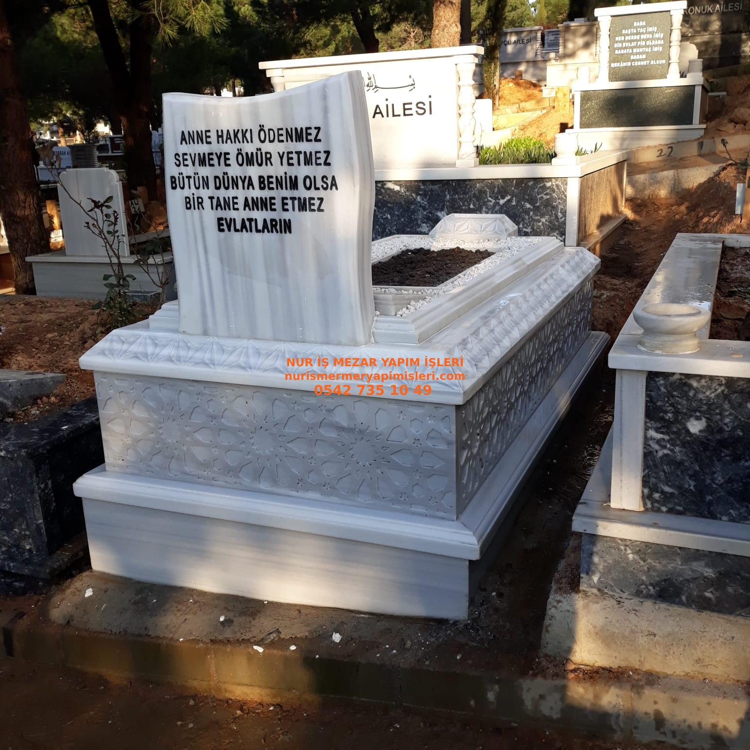 Diyarbakır Tek Kişilik Osmanlı Mimari Desenli Mermer Mezar - Görsel 2