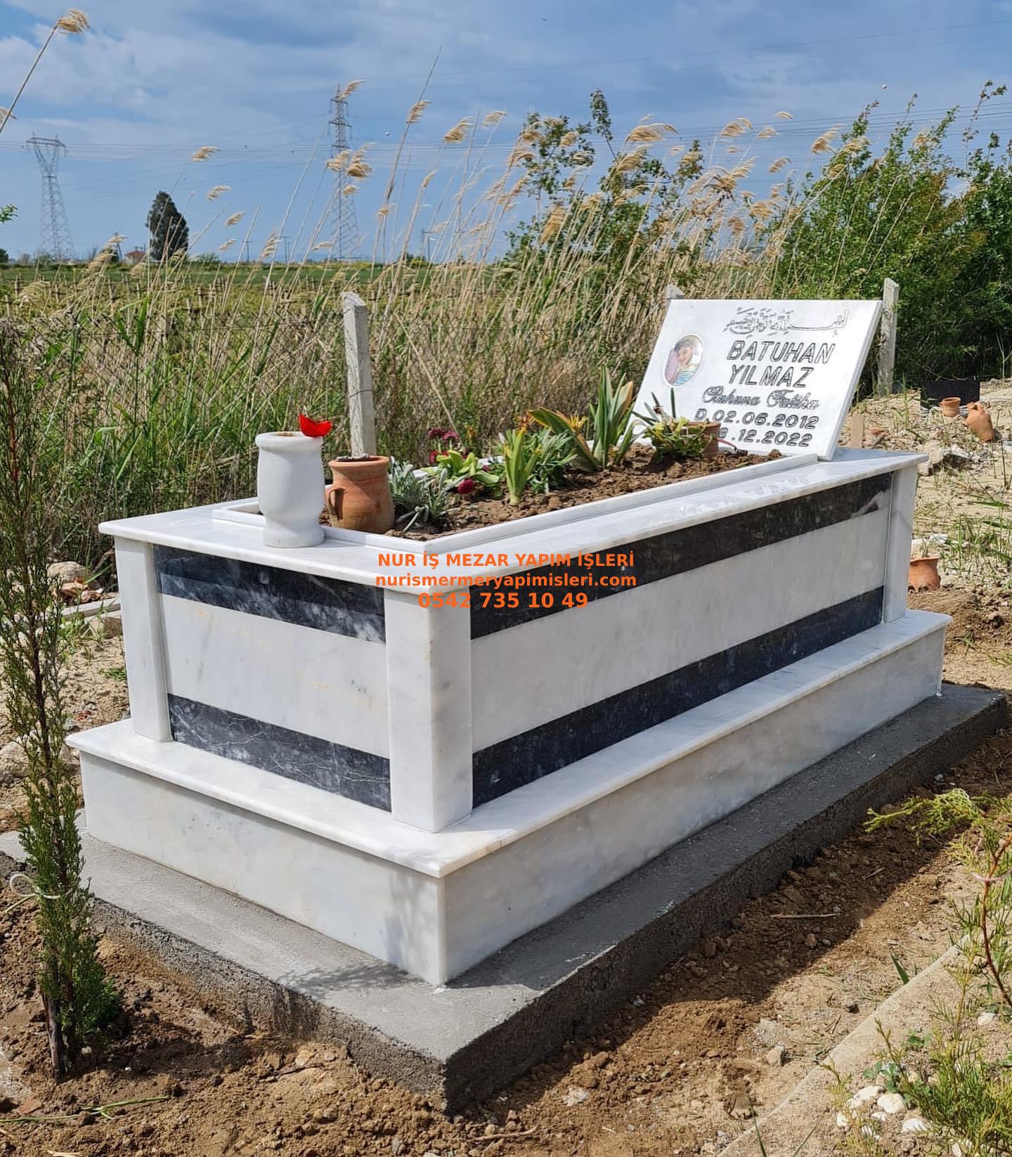 Çanakkale Tek Kişilik Granit Kuşaklı Mermer Mezar Modeli - Görsel 4