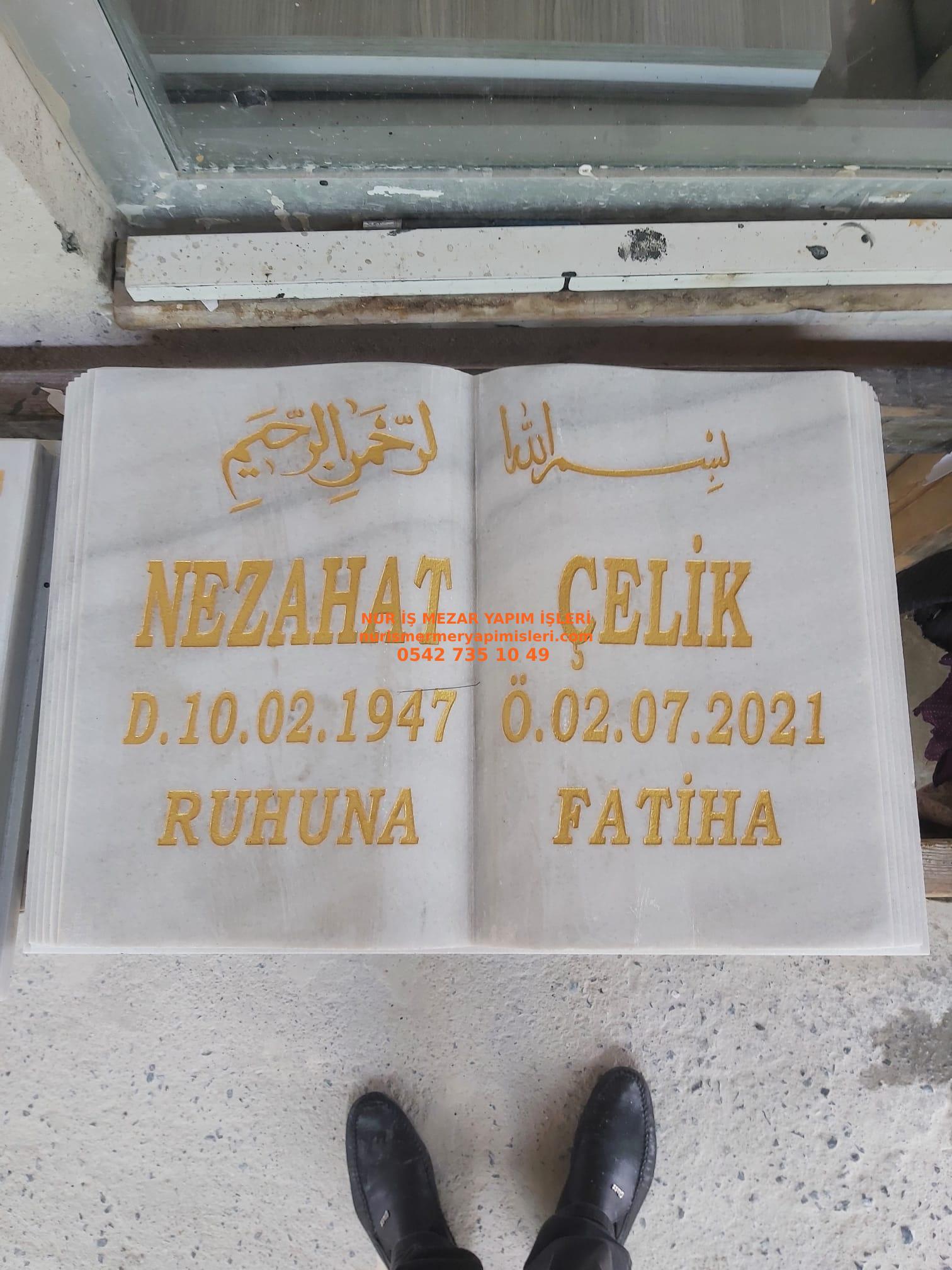 Altın Yaldız Boyalı Mermer Kitabe Mezar Baş Taşı Modeli