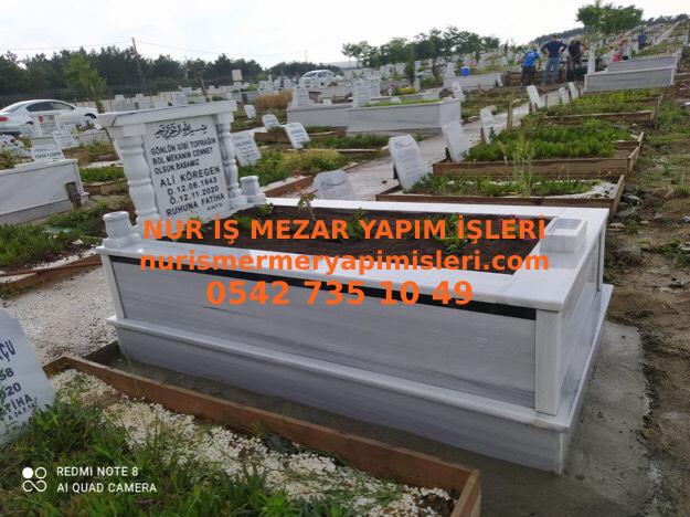 Kocaeli Tek Kişilik Granit Şeritli Sütunlu Mezar Modeli - Görsel 4