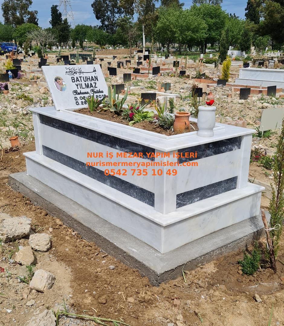 Çanakkale Tek Kişilik Granit Kuşaklı Mermer Mezar Modeli - Görsel 6