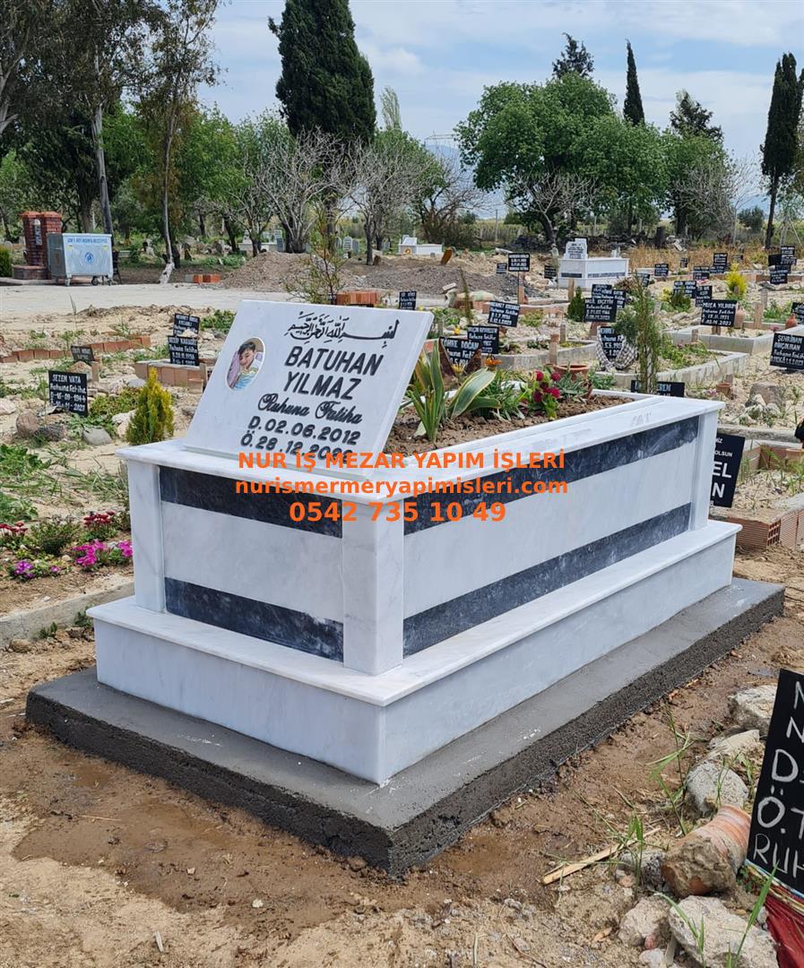Çanakkale Tek Kişilik Granit Kuşaklı Mermer Mezar Modeli