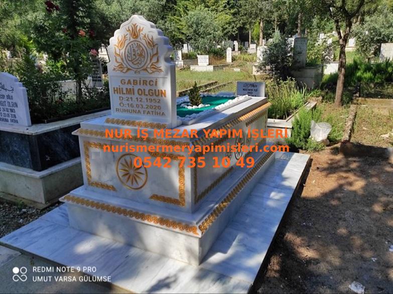 Tek Kişilik Altın Yaldız İşleme Desenli Mezar Modeli
