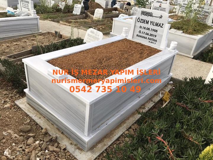 Çanakkale Tek Kişilik Baştaşı Koltuklu Vazolu Mermer Mezar