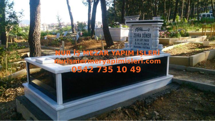Antalya Tek Kişilik Granit Sütunlu Mermer Mezar