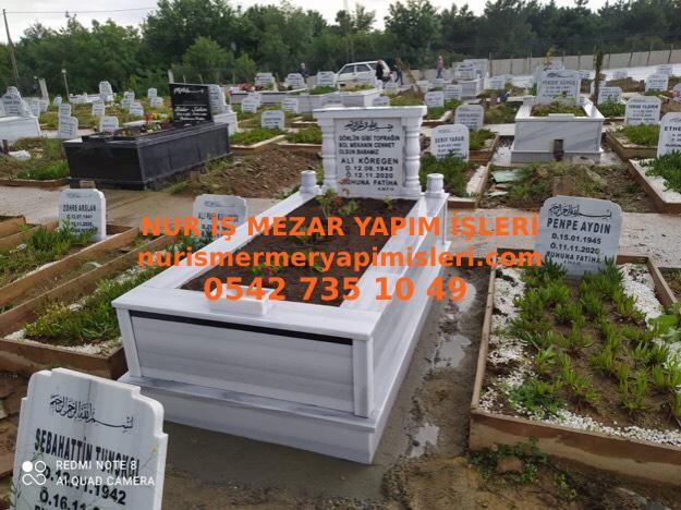 Kocaeli Tek Kişilik Granit Şeritli Sütunlu Mezar Modeli