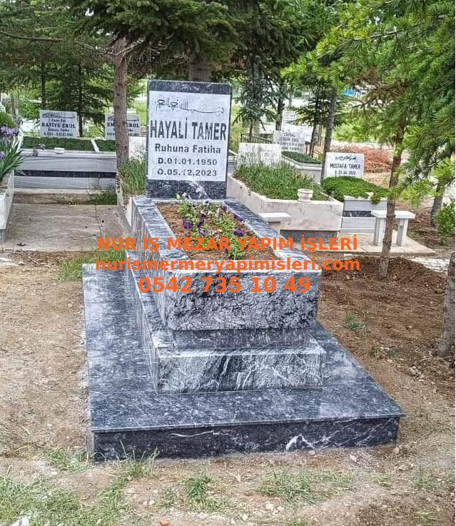 Afyon Tek Kişilik Siyah Mermer Blok Mezar Model