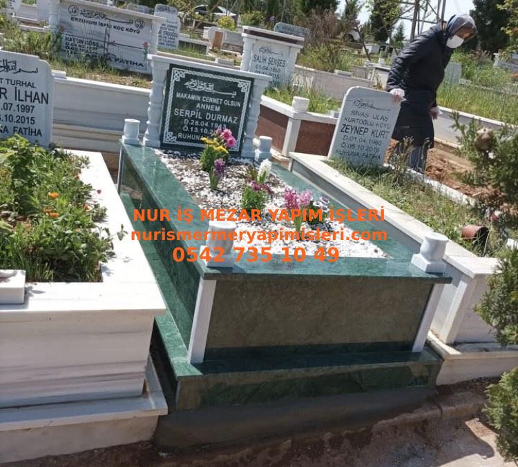Kocaeli Tek Kişilik Komple Yeşil Granit Mermer Sütunlu Model