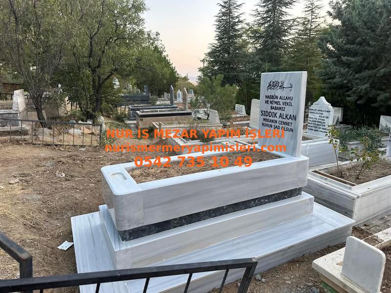 Malatya Tek Kişilik Beyaz Blok Mermer Mezar - Görsel 3