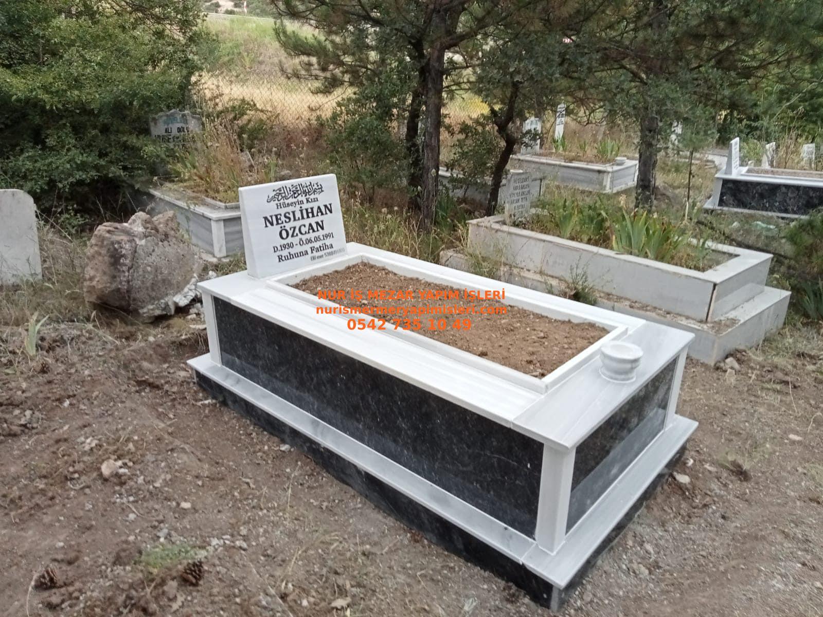 Antalya Tek Kişilik Temel Gövde Uludağ Siyah Mermer Mezar