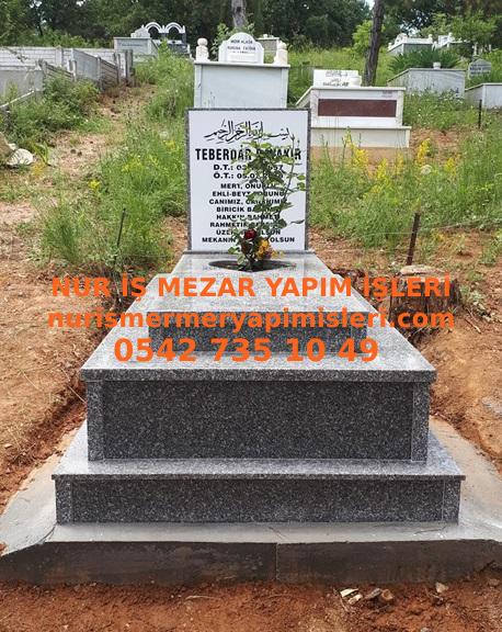 Mersin Tek Kişilik Baştaşı Mermer Komple Kapaklı PM White Granit Mezar