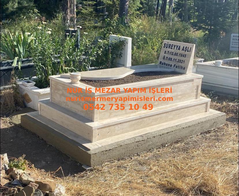 Antalya Tek Kişilik Dalgalı Kapak Traverten Mezar Model Fiyatı - Görsel 3