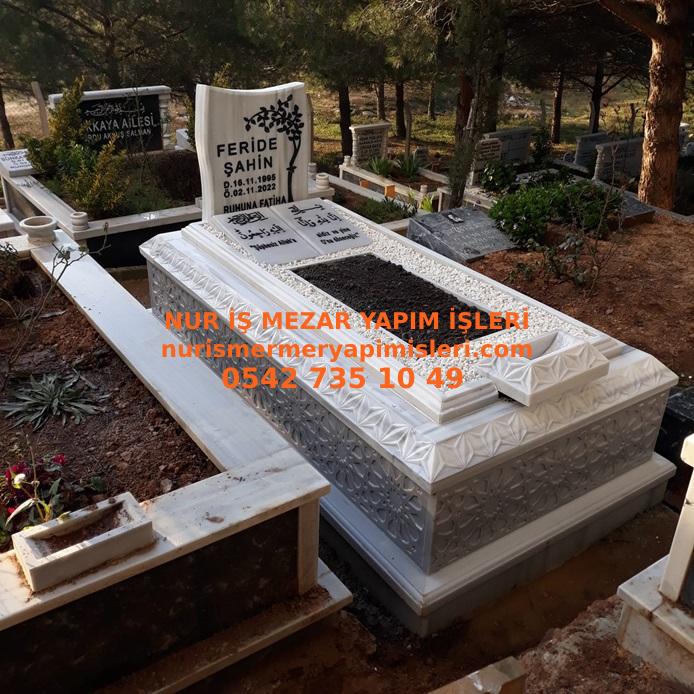 Diyarbakır Tek Kişilik Osmanlı Mimari Desenli Mermer Mezar