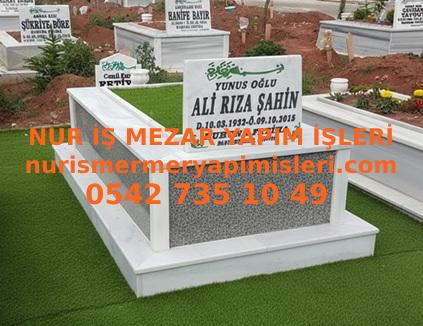 İstanbul Tek Kişilik Baş Taşı Abide Gövde Gri Granit Mermer Mezar