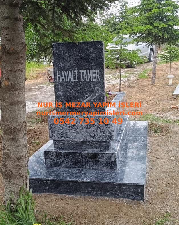 Afyon Tek Kişilik Siyah Mermer Blok Mezar Model - Görsel 3